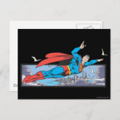 Superman Flies Thru City Briefkaart (Voorkant / Achterkant)