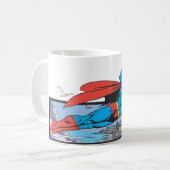 Superman Flies Thru City Koffiemok (Voorkant links)