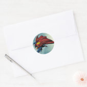 Superman flys met cape ronde sticker (Envelop)