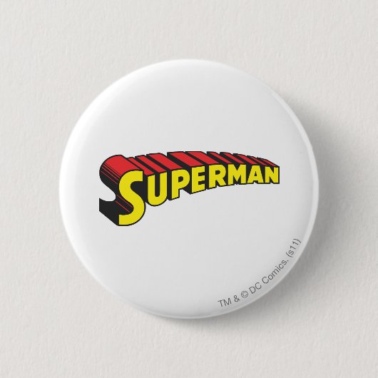 Superman | Gele rode letters Logo Ronde Button 5,7 Cm (Voorkant)