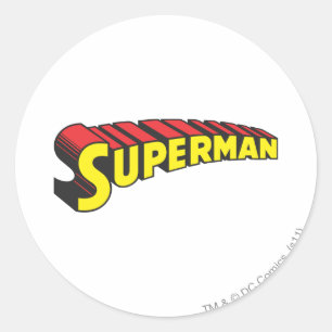 Superman   Gele rode letters Logo Ronde Sticker