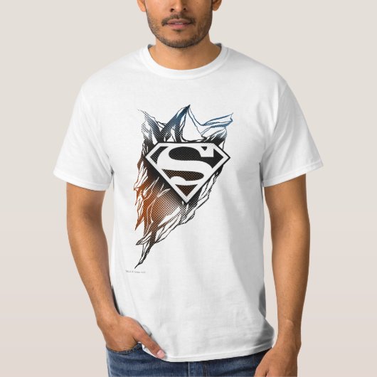 Superman gestileerd | Blauw Oranje Logo T-shirt (Voorkant)