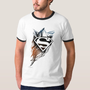 Superman gestileerd   Blauw Oranje Logo T-shirt