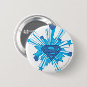 Superman gestileerd | Blauw schild harten Logo Ronde Button 5,7 Cm (Voorkant /achterkant)