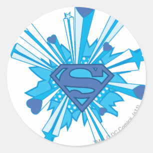 Superman gestileerd   Blauw schild harten Logo Ronde Sticker