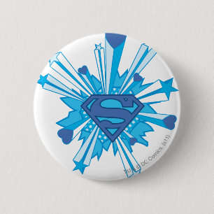 Superman gestileerd Blauwe harten Logo Ronde Button 5,7 Cm