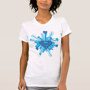 Superman gestileerd Blauwe harten Logo T-shirt