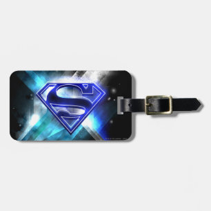 Superman gestileerd Blue White Crystal Logo Bagagelabel