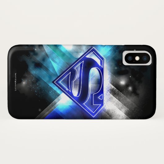 Superman gestileerd | Blue White Crystal Logo Case-Mate iPhone Case (Achterkant (horizontaal))