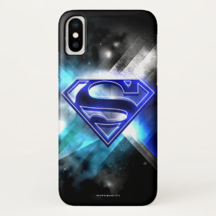 Superman gestileerd Blue White Crystal Logo iPhone X Hoesje