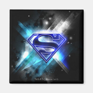 Superman gestileerd Blue White Crystal Logo Magneet