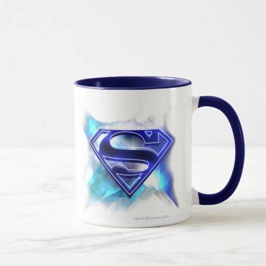 Superman gestileerd | Blue White Crystal Logo Mok (Rechts)
