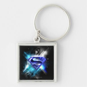Superman gestileerd  Blue White Crystal Logo Sleutelhanger