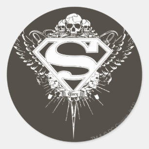 Superman gestileerd   Donkere bruine achtergrond L Ronde Sticker
