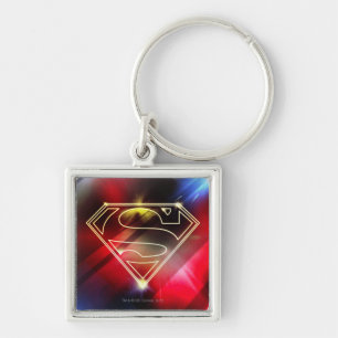 Superman gestileerd   Gele schitterende contouren  Sleutelhanger
