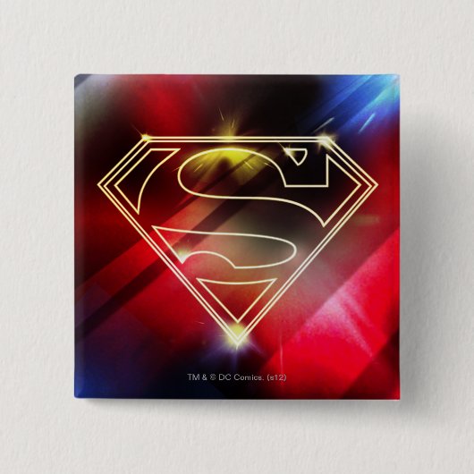 Superman gestileerd | Gele schitterende contouren  Vierkante Button 5,1 Cm (Voorkant)