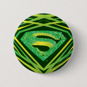 Superman gestileerd Groene decoratieve Logo Ronde Button 5,7 Cm