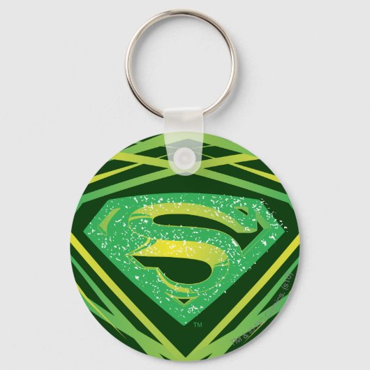 Superman gestileerd | Groene decoratieve Logo Sleutelhanger (Voorkant)