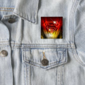 Superman gestileerd | Korte rode omtrek Logo Vierkante Button 5,1 Cm (In situ)