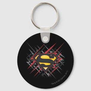 Superman gestileerd   Logo met zwarte en rode stre Sleutelhanger