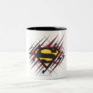 Superman gestileerd  Logo met zwarte en rode strep Tweekleurige Koffiemok