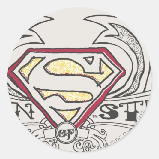 Superman gestileerd | Logo textiel Ronde Sticker (Voorkant)