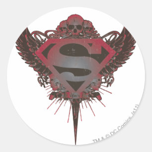 Superman gestileerd Logo van schedel en vleugels Ronde Sticker