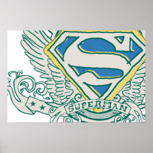 Superman gestileerd   Logo voor ketting Crest Poster