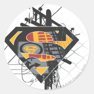 Superman gestileerd   Powerlines-Logo Ronde Sticker
