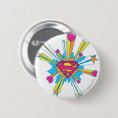 Superman gestileerd | Roze met hart Logo Ronde Button 5,7 Cm (Voorkant /achterkant)