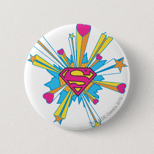 Superman gestileerd Roze met hart Logo Ronde Button 5,7 Cm