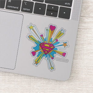 Superman gestileerd Roze met hart Logo Sticker