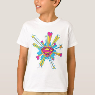Superman gestileerd Roze met hart Logo T-shirt