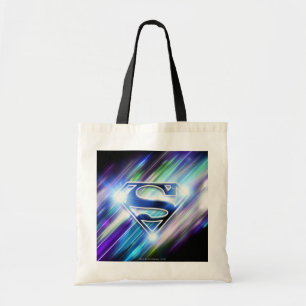 Superman gestileerd Shiny Blue Burst-Logo Tote Bag