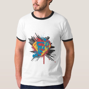 Superman gestileerd Splatter-Logo T-shirt