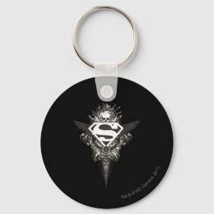 Superman gestileerd   Star en Skull White Logo Sleutelhanger