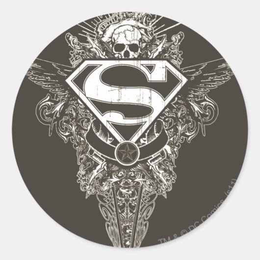 Superman gestileerd | Ster en Logo van de schedel Ronde Sticker (Voorkant)