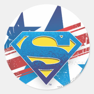 Superman gestileerd   Sterren en stripes Logo Ronde Sticker