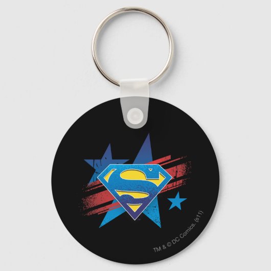 Superman gestileerd | Sterren en stripes Logo Sleutelhanger (Voorkant)