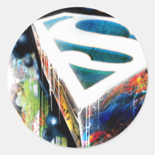 Superman gestileerd   Urban Graffiti Logo Ronde Sticker