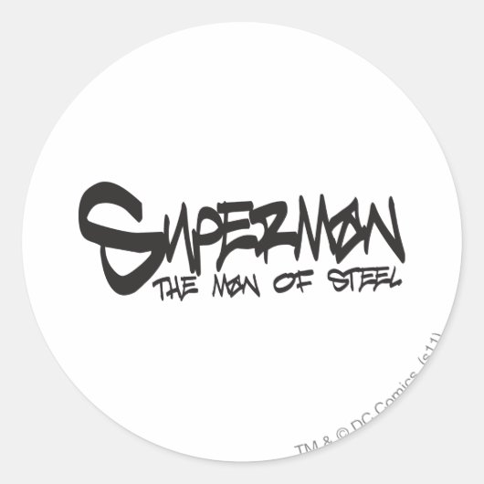Superman gestileerd | Zwarte letters Graffiti-Logo Ronde Sticker (Voorkant)
