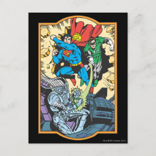 Superman & Green Lantern Fight Brainiac Briefkaart