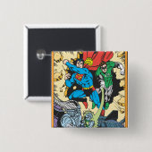 Superman & Green Lantern Fight Brainiac Vierkante Button 5,1 Cm (Voorkant /achterkant)