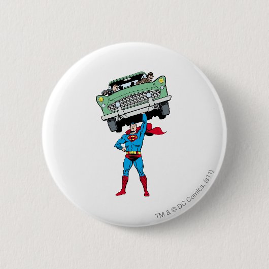 Superman heeft een auto ronde button 5,7 cm (Voorkant)