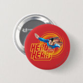 Superman Hero met Heart Ronde Button 5,7 Cm (Voorkant /achterkant)