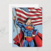 Superman Holding Amerikaanse vlag Briefkaart (Voorkant / Achterkant)