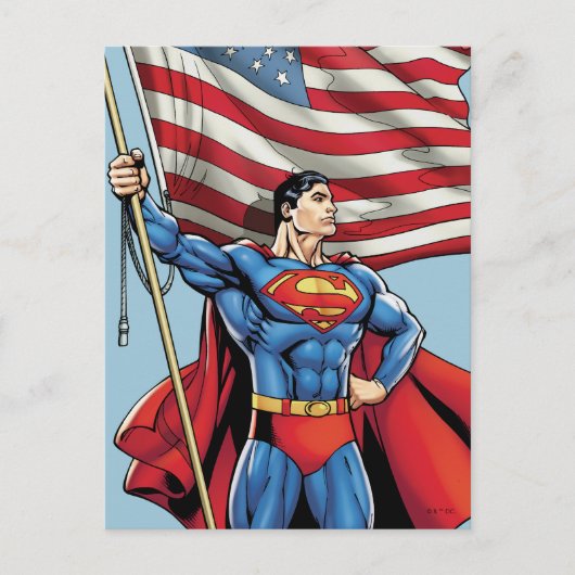 Superman Holding Amerikaanse vlag Briefkaart (Voorkant)