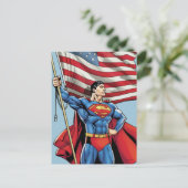 Superman Holding Amerikaanse vlag Briefkaart (Staand voorkant)