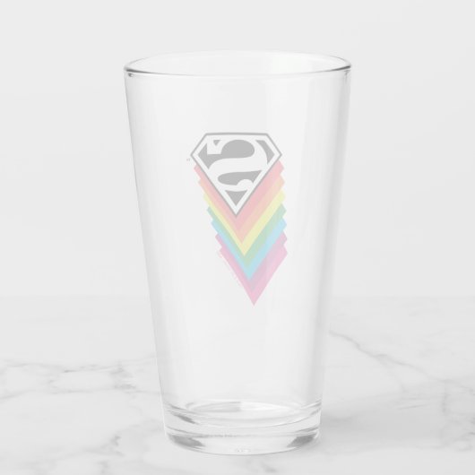Superman Layered Rainbow-Logo Glas (Achterkant)