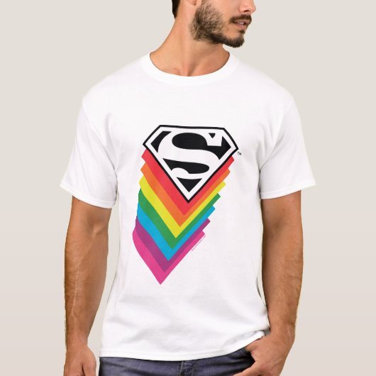 Superman Layered Rainbow-Logo T-shirt (Voorkant)